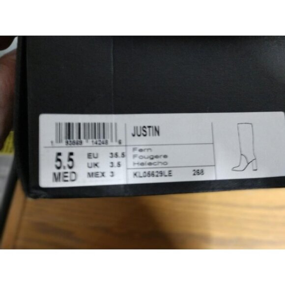 Justin Womens Genuine Leather Knee-High Boots 5.5 Olive Green With Zipper & Bloc - Picture 5 of 14